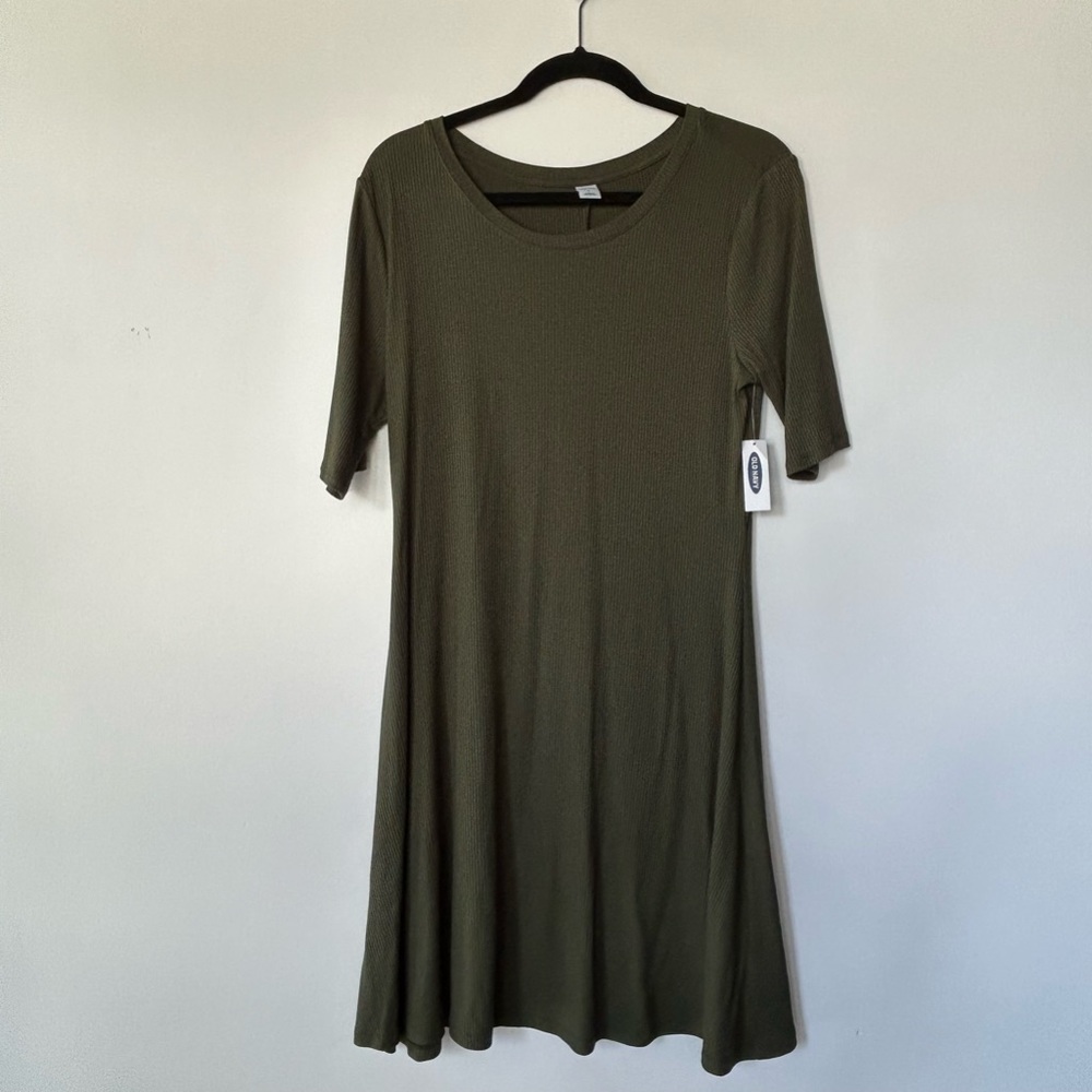 Old Navy Olive Green Knit A-line Dress, size Large